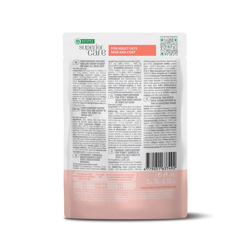 Adult Cat Wet Food for All Breeds with Tuna and Shrimps