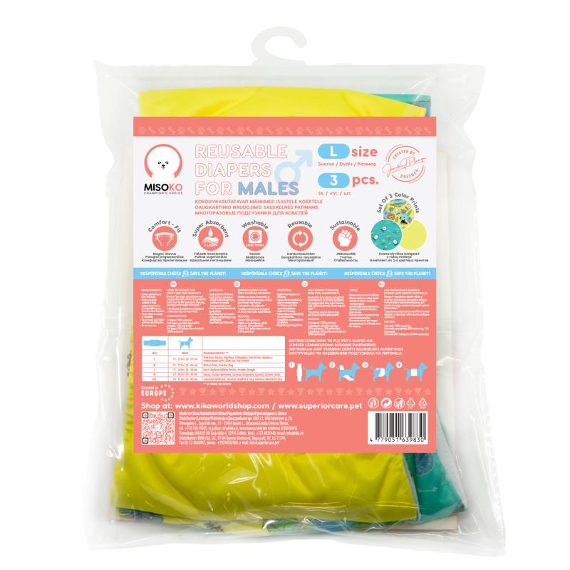 Reusable Male Dog Belly Bands – 3 Pack, Leakproof & Ultra Absorbent