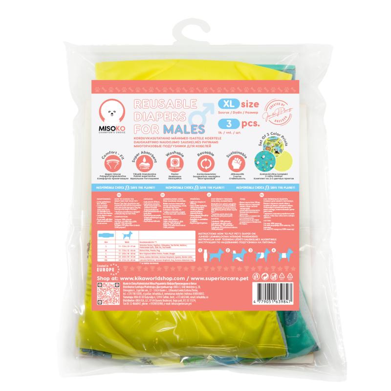 Reusable Male Dog Belly Bands – 3 Pack, Leakproof & Ultra Absorbent