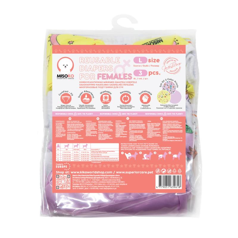 Premium Reusable Female Dog Diapers – 3 Pack, Odor Control & Leakproof
