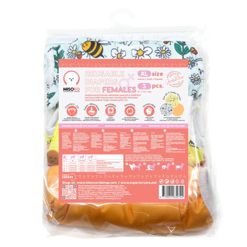 Premium Reusable Female Dog Diapers – 3 Pack, Odor Control & Leakproof