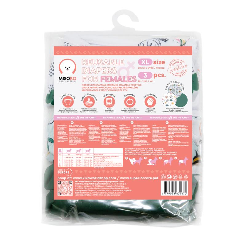 3 Layer, Ultra Absorbent, Reusable Female Dog Heat Diapers