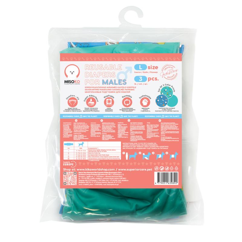 Washable Male Dog Diapers – 3 Pack Adjustable Belly Wraps