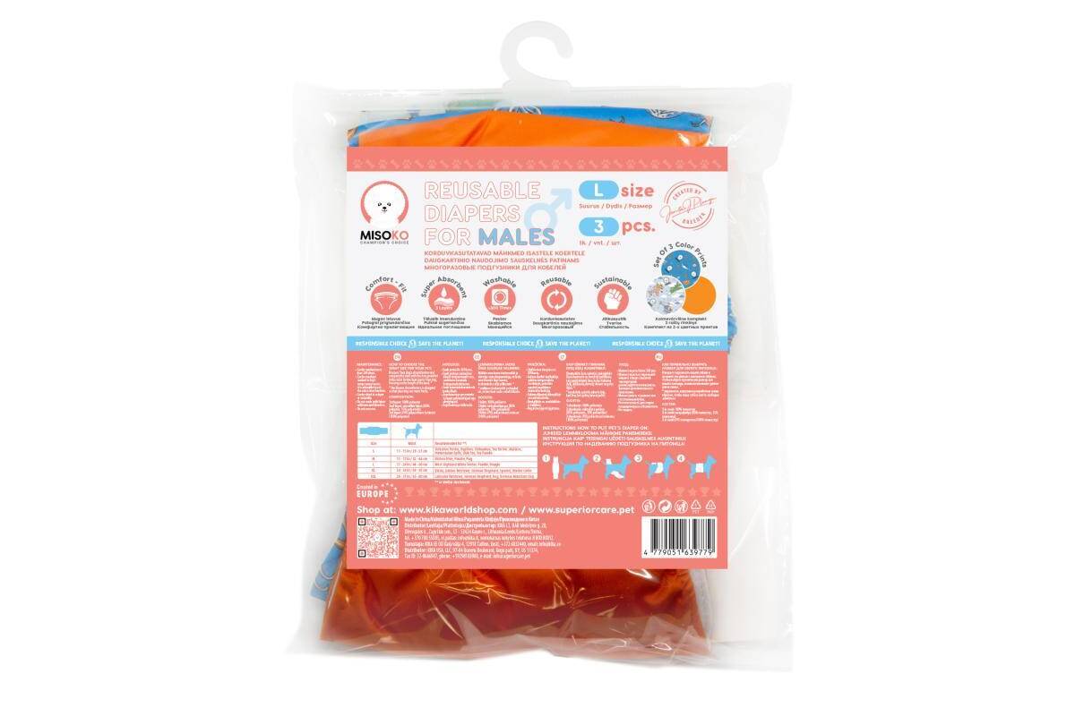 Leakproof & Ultra Absorbent Reusable Male Dog Belly Bands, 3 Pack
