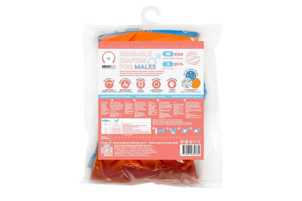 Leakproof & Ultra Absorbent Reusable Male Dog Belly Bands, 3 Pack