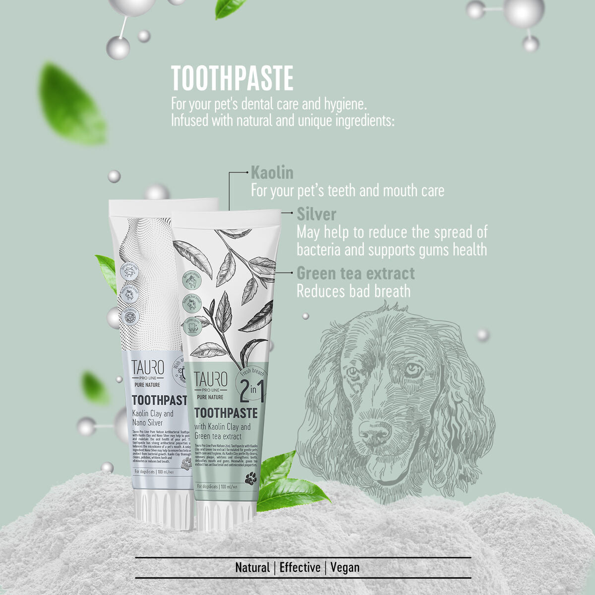 Tauro Pro Line Pure Nature toothpaste with white clay (kaolin), zeolite and  silver nanoparticles for dogs and cats