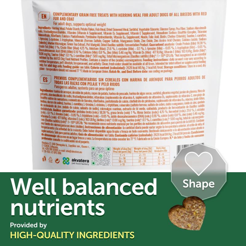 Grain-Free Complementary Dog Treats with Herring for Adult Dogs – Supports Weight Control