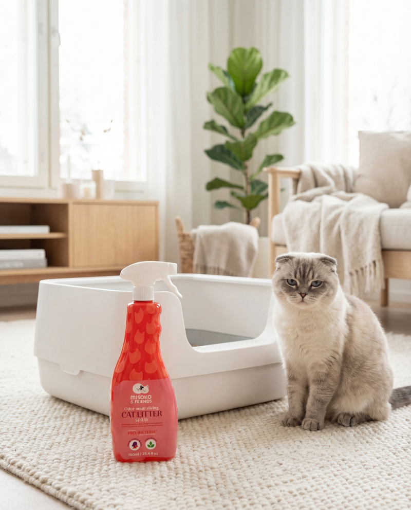 Odor & Stain Remover for Cat Litter – Unscented Bioactive Spray