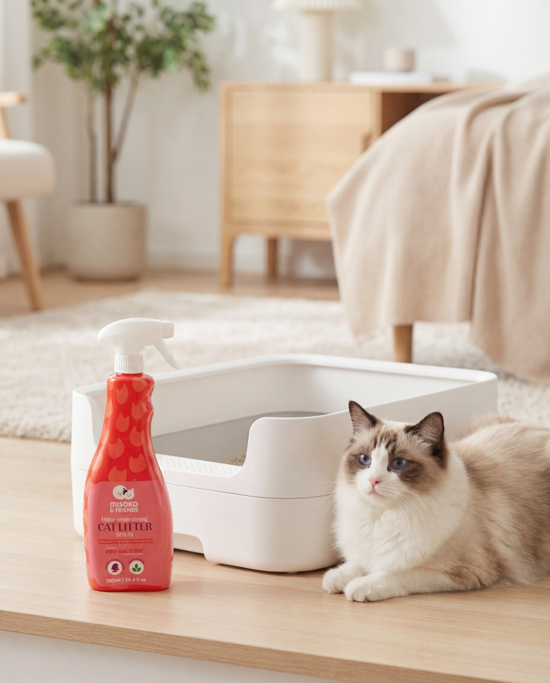 Odor & Stain Remover for Cat Litter – Unscented Bioactive Spray