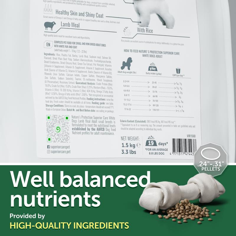 Adult Dogs Food for Light Coat Small Breeds with Lamb