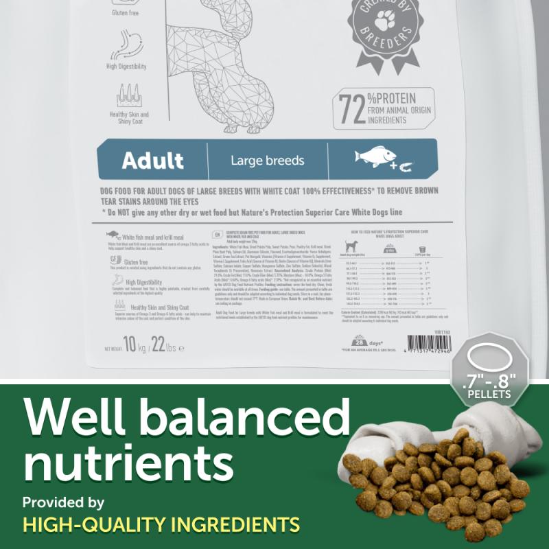 Adult Dogs Food for Light Coat Large Breeds with White Fish