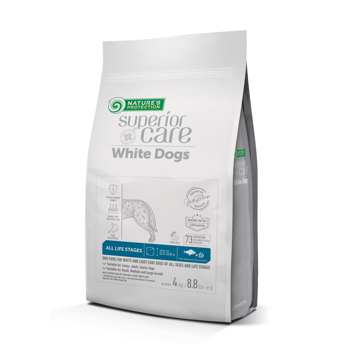 All Life Stages Dogs Food for Light Coat All Breeds with White Fish and Rice