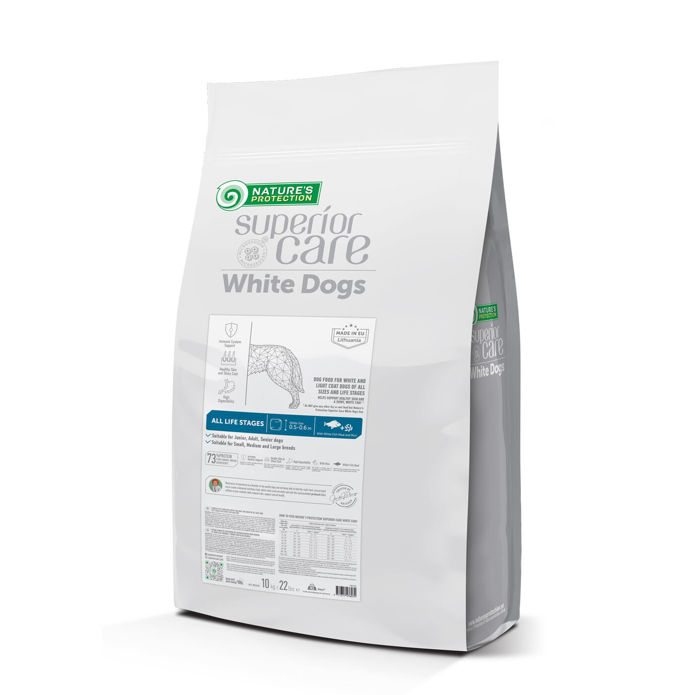 All Life Stages Dogs Food for Light Coat All Breeds with White Fish and Rice