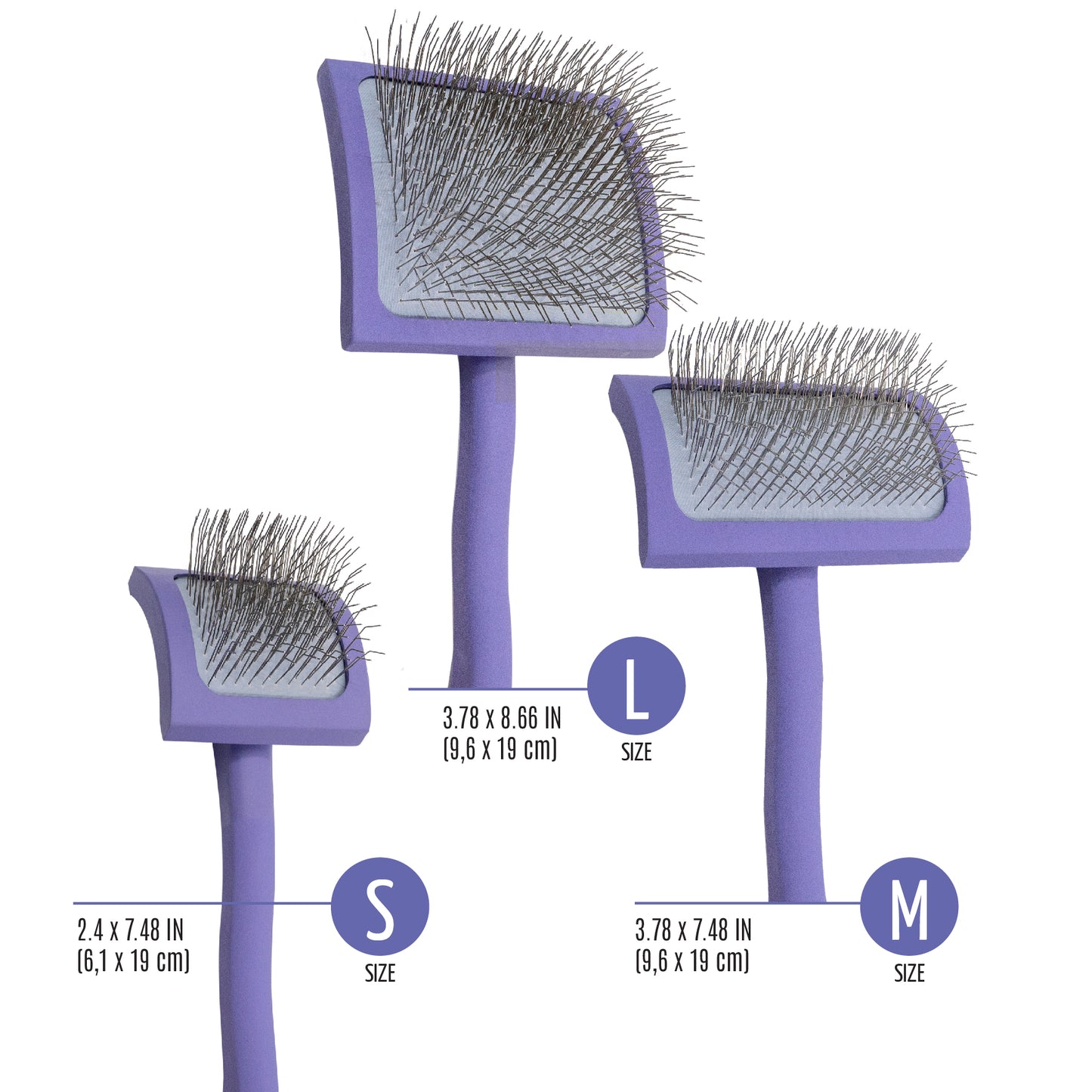 Ergonomic Rectangular Wooden Slicker Brush with Long Curved Pins (0.98”)