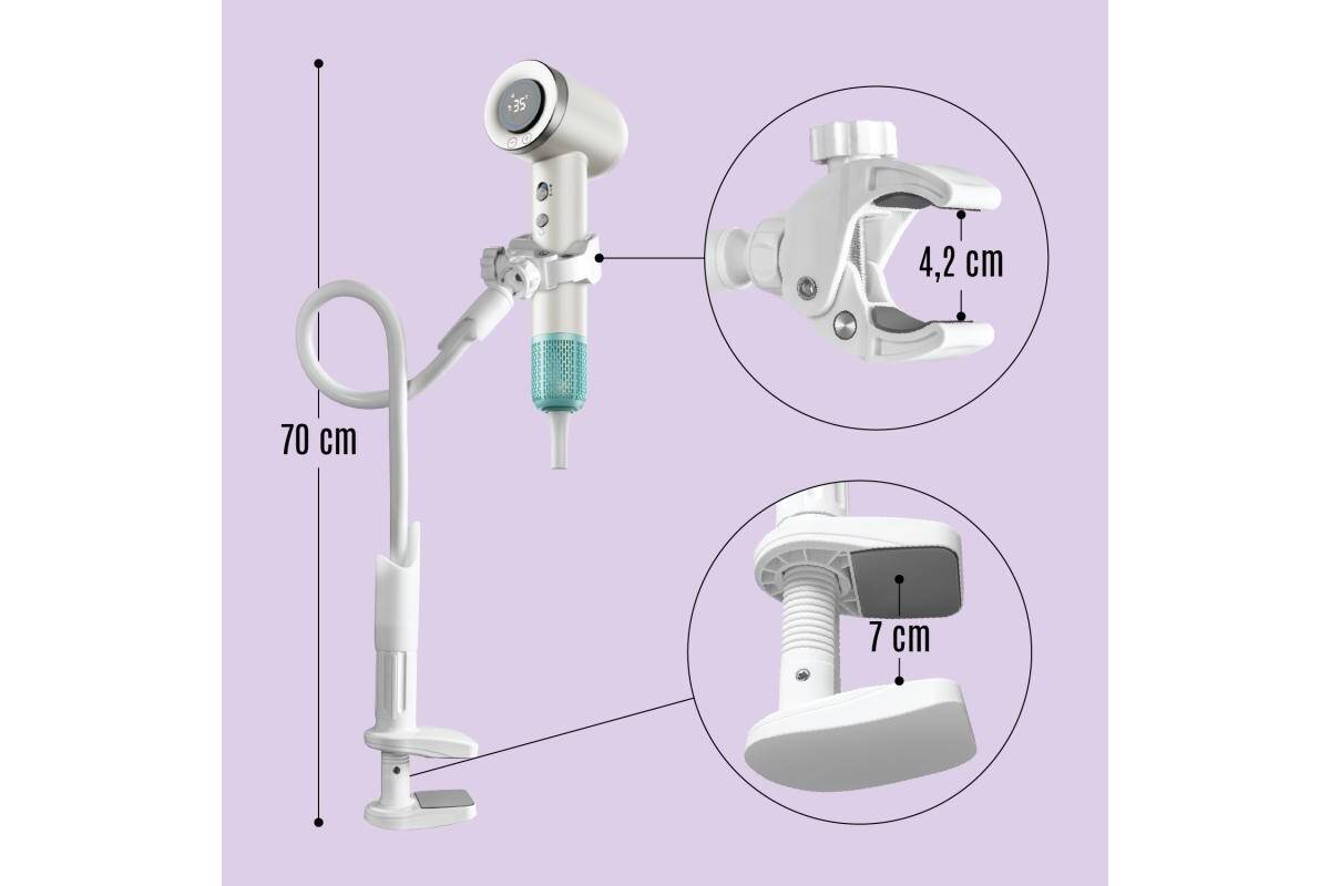 Hands-Free Pet Dryer Holder with Flexible Arm