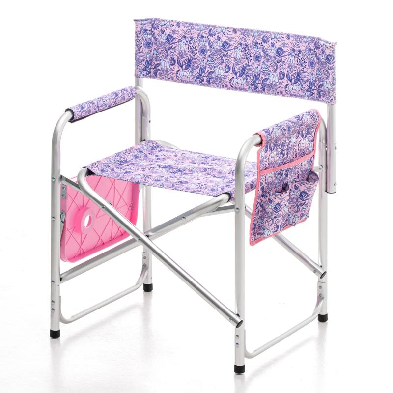 Folding Grooming Chair with Side Table & Storage Pocket