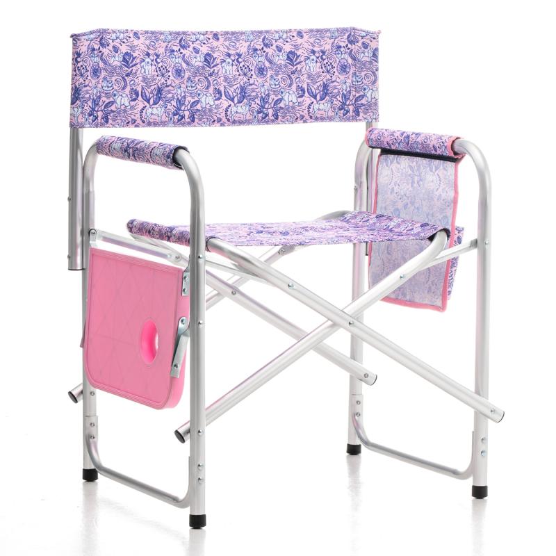 Folding Grooming Chair with Side Table & Storage Pocket