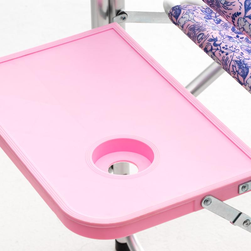 Folding Grooming Chair with Side Table & Storage Pocket