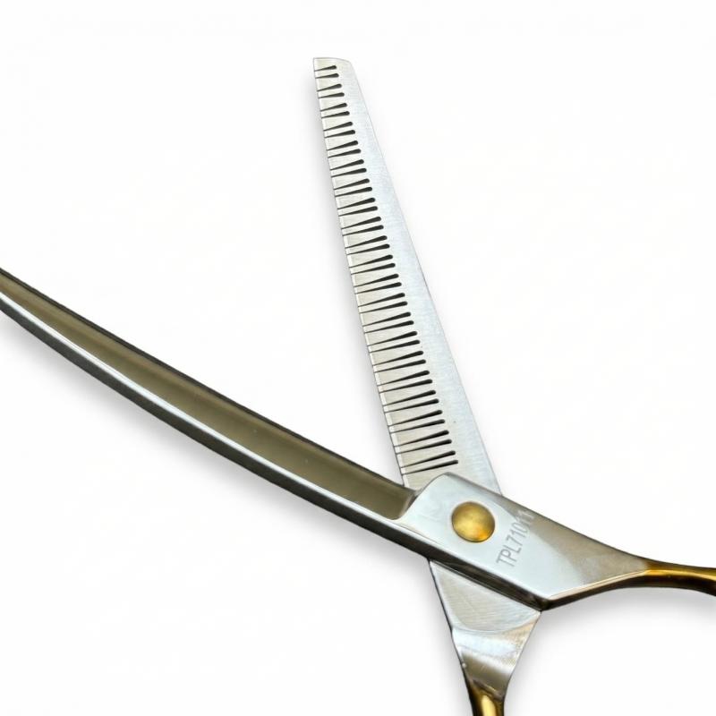 Curved Chunker Scissors For Right-handed Users, 34 Teeth, Stainless steel, 18 cm