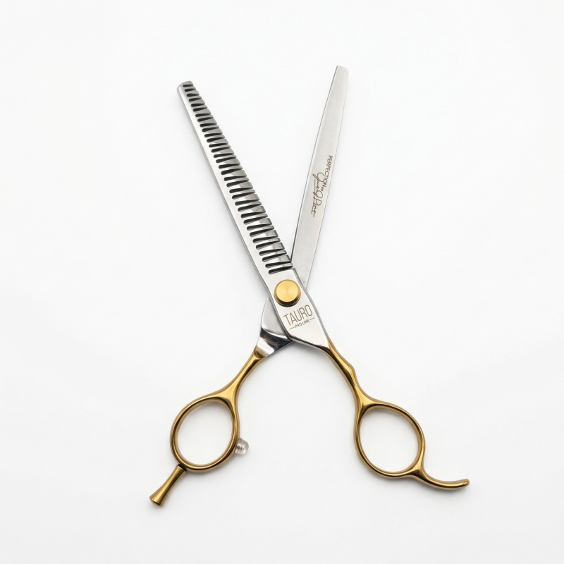 TAURO Perfection by Janita J. Plungė straight thinning (chunker) scissors for right-handed users, 34 teeth, stainless steel, 18 cm