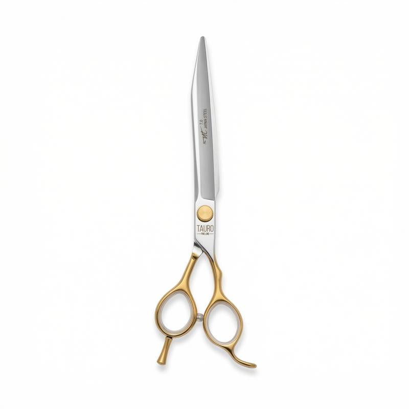 TAURO Perfection by Janita J. Plungė straight scissors for right-handed users, stainless steel, silver with gold handles, 19 cm