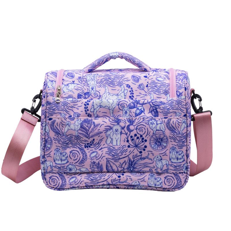 Pet Grooming Tool Bag with Adjustable Shoulder Strap Pink