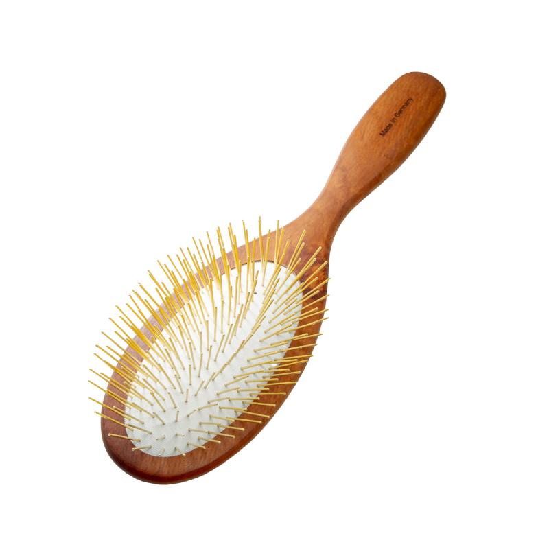 Oval Wooden Stainless Steel Pin Brush for Medium & Large Breeds