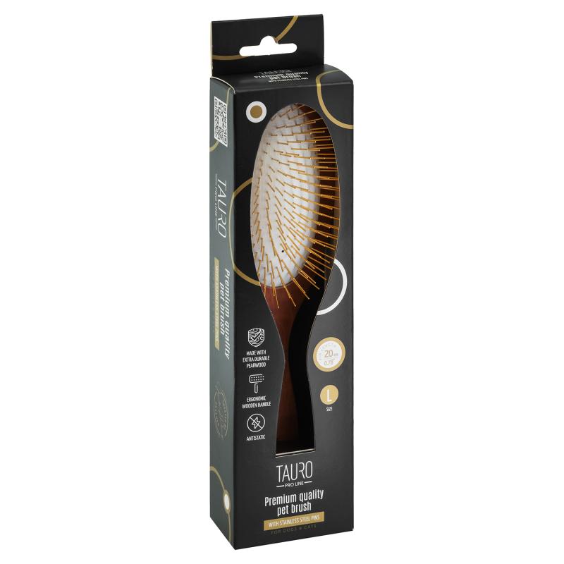 Oval Wooden Stainless Steel Pin Brush for Medium & Large Breeds