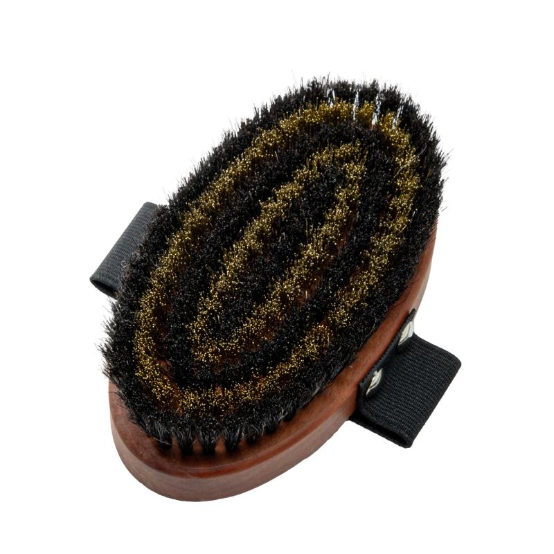 Pearwood Oval Massage Brush with Horsehair & Brass Bristles