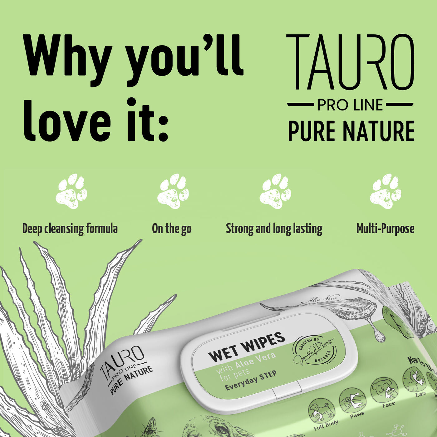 Aloe Vera Pet Wipes for Daily Care of Dogs & Cats