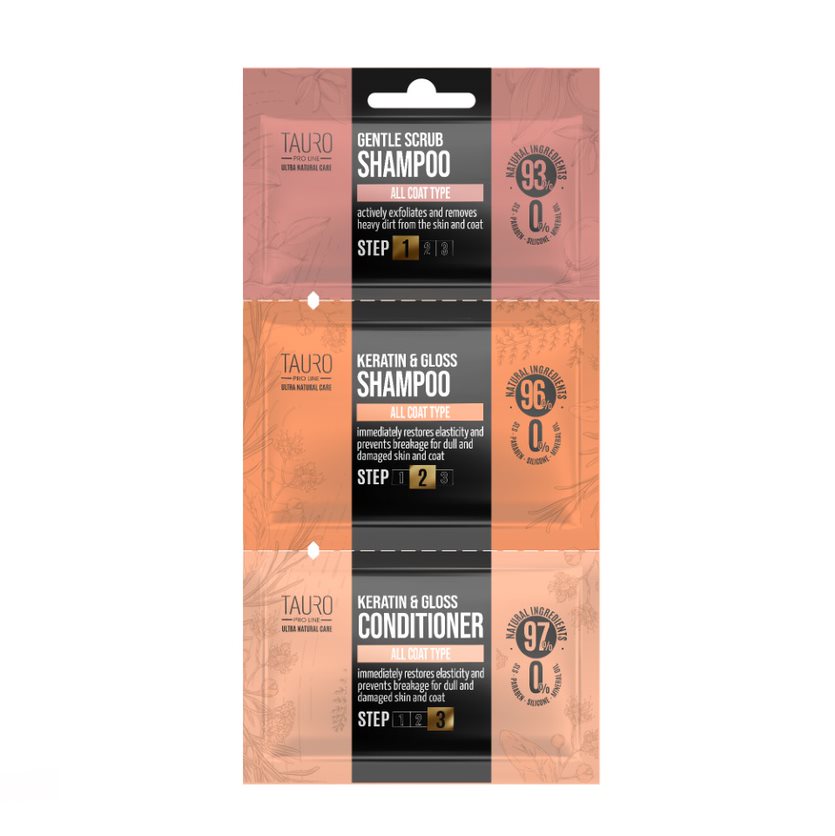 3-Step Keratin Coat Care Sample Set for Dogs & Cats