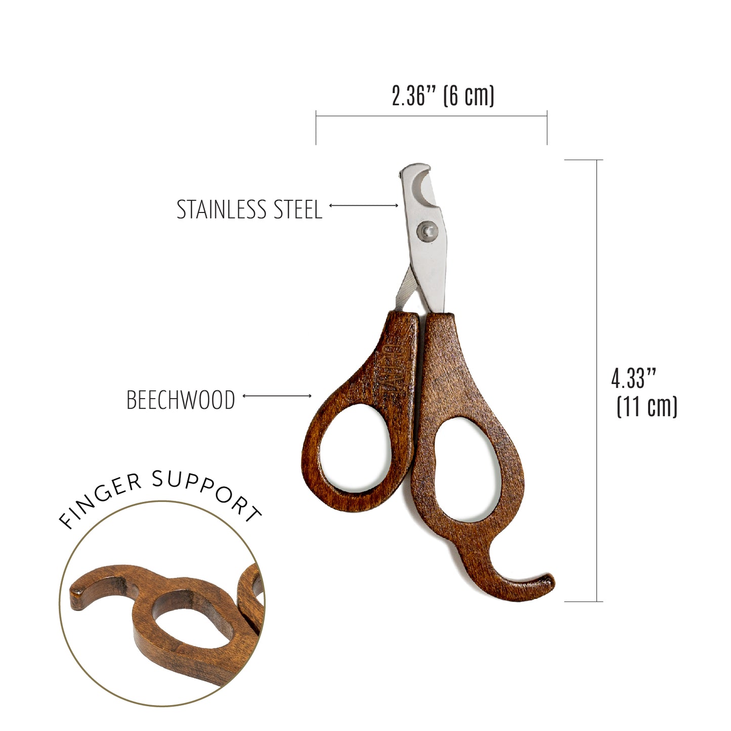 Small & Medium Stainless Steel Pet Nail Clippers with Wooden Handle