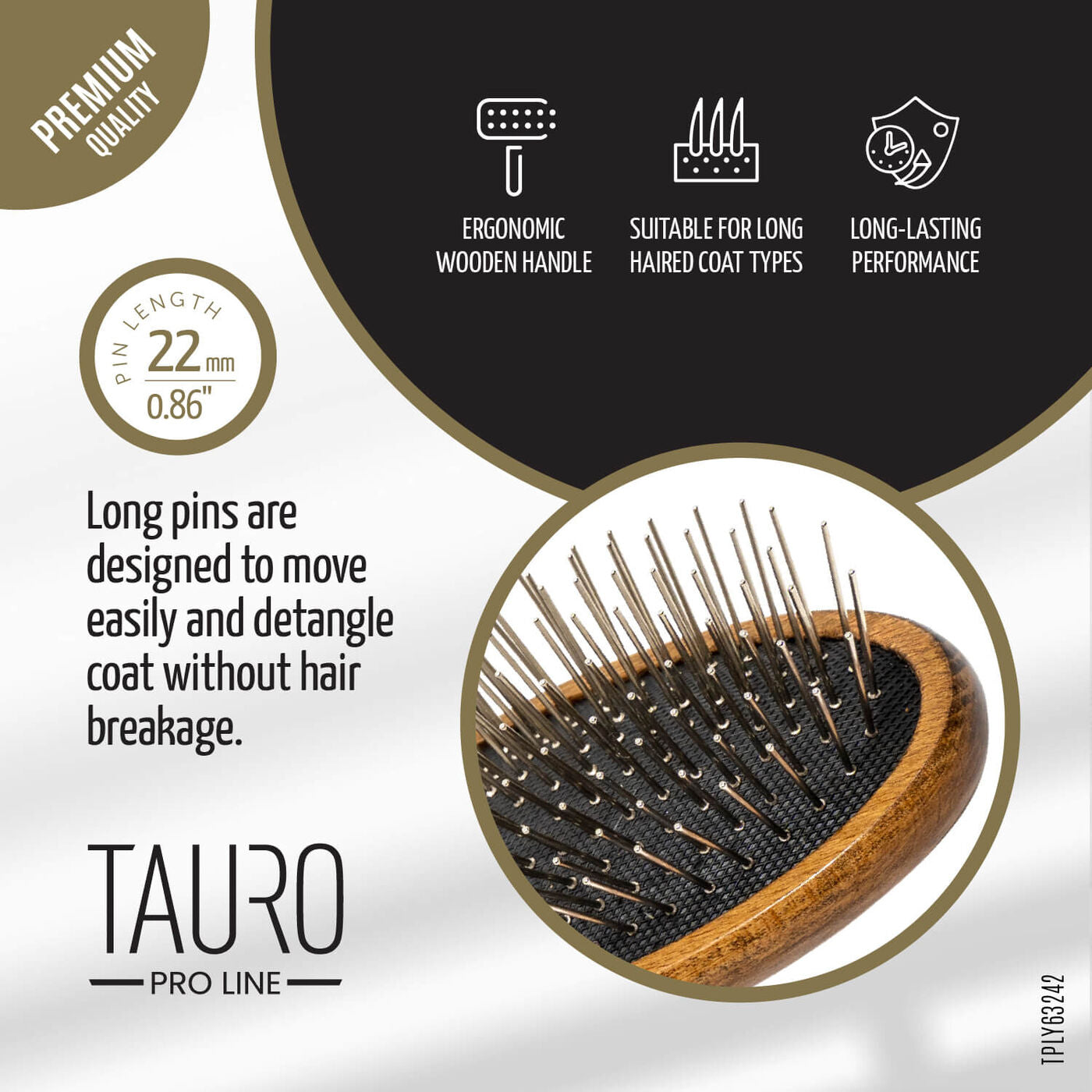 Professional Wooden Grooming Brush with Stainless Steel Pins