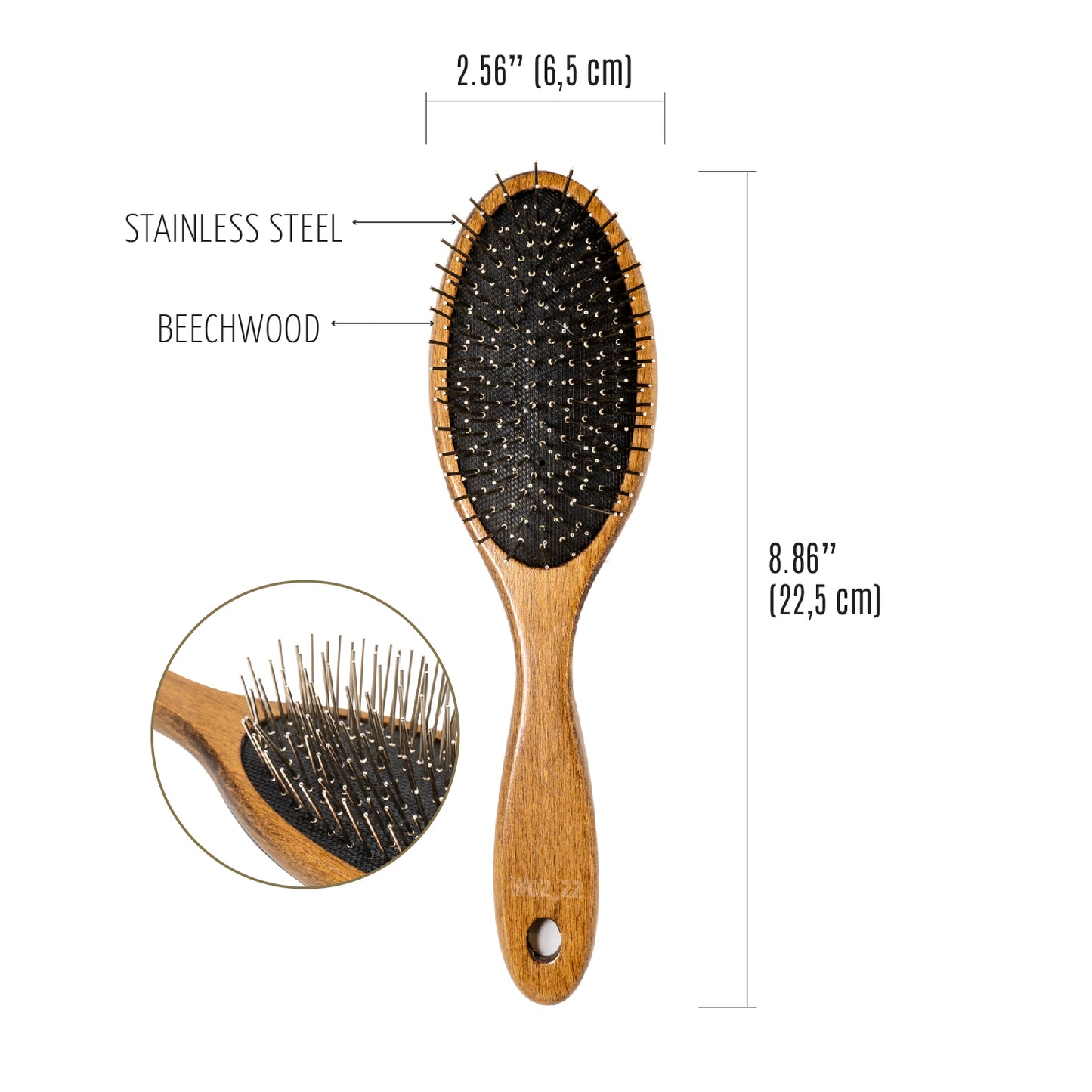 Professional Wooden Grooming Brush with Stainless Steel Pins