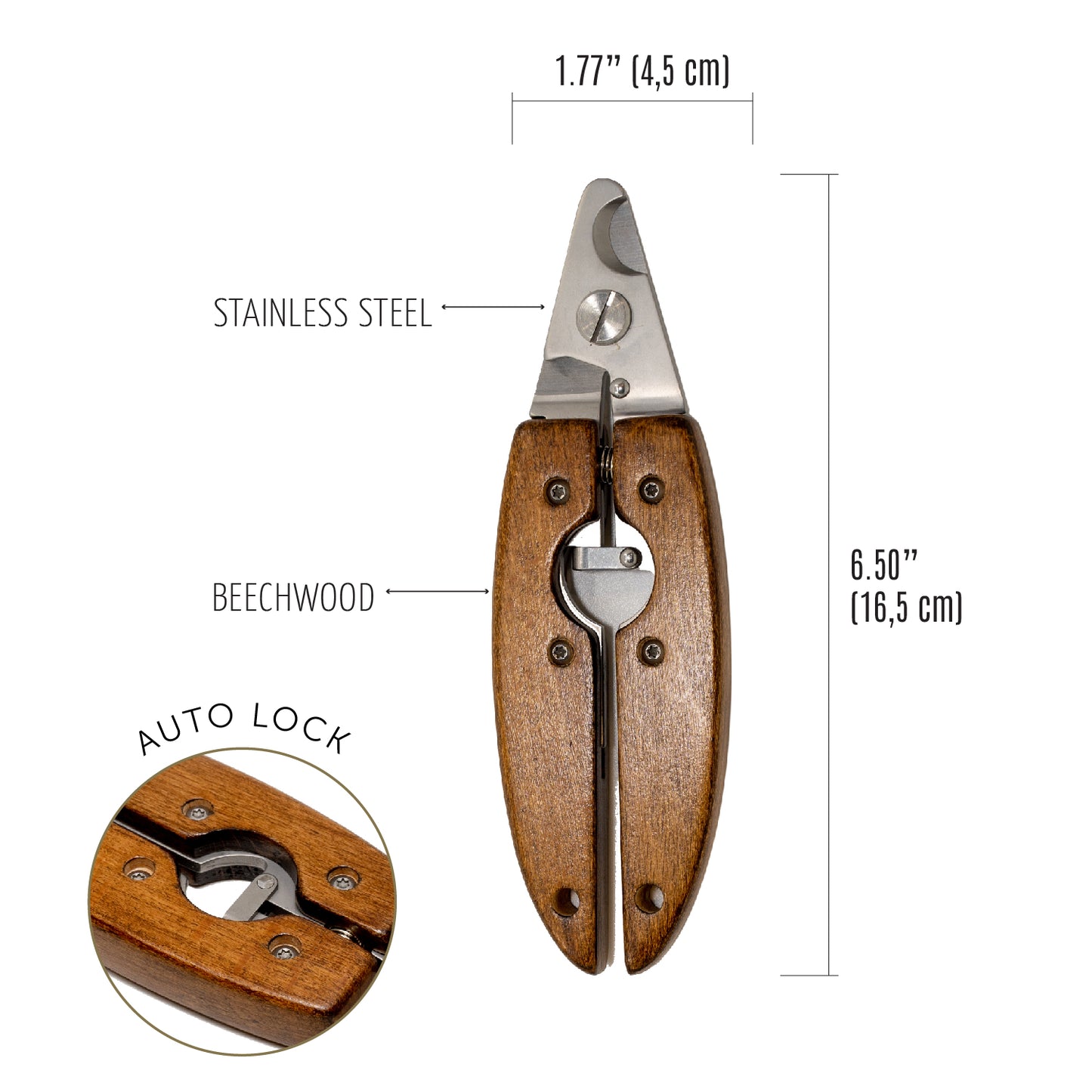 Large Wooden Handle Dog & Cat Nail Clipper with Safety Lock