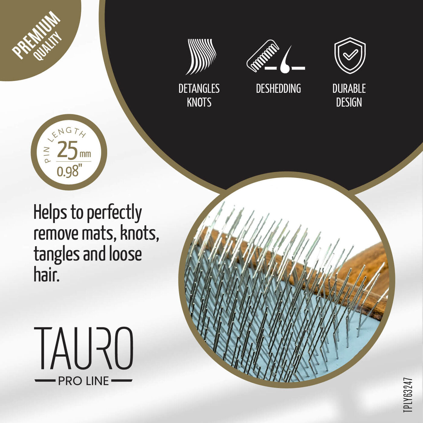 Ergonomic Wooden Slicker Brush with Long Pins for Dense Coats (0.98”)
