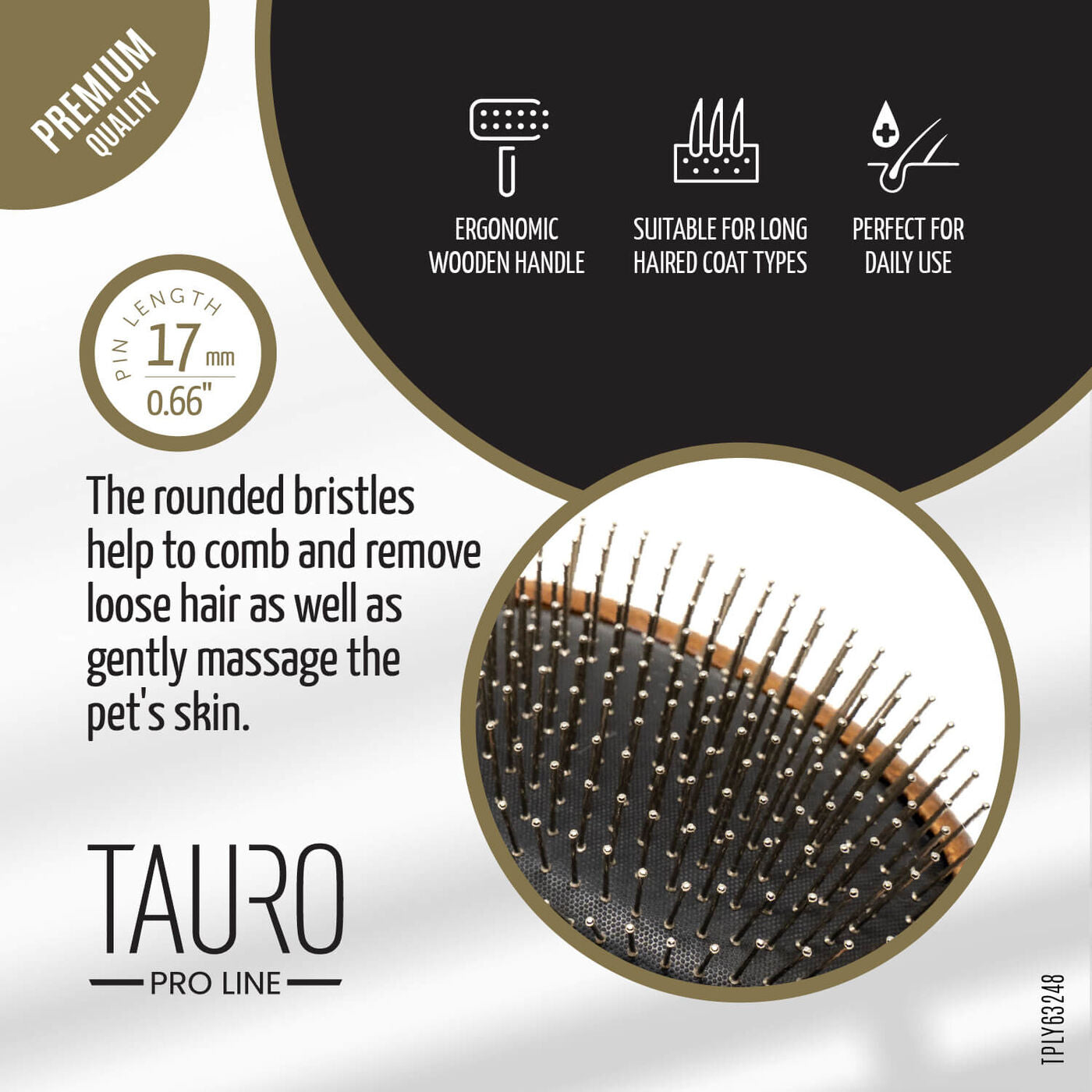 Wooden Round Grooming Brush for Medium & Large Breeds