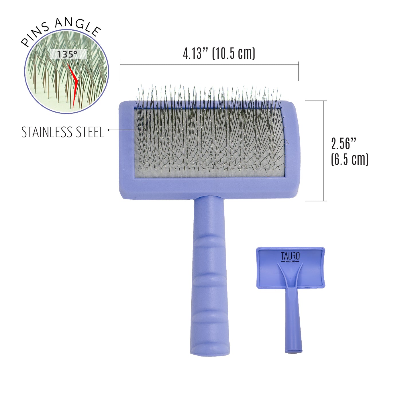 Plastic Detangling Brush with Curved Stainless Steel Pins, 0.8”