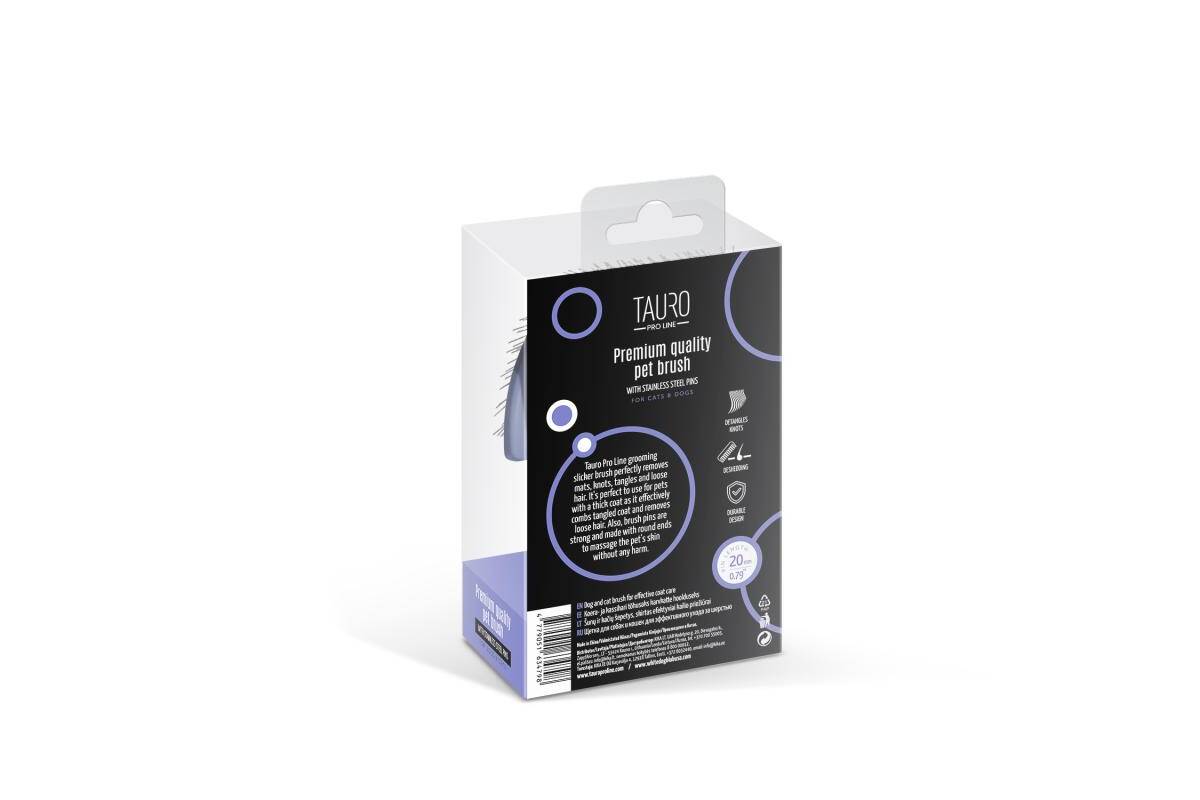 Plastic Detangling Brush with Curved Stainless Steel Pins, 0.8”