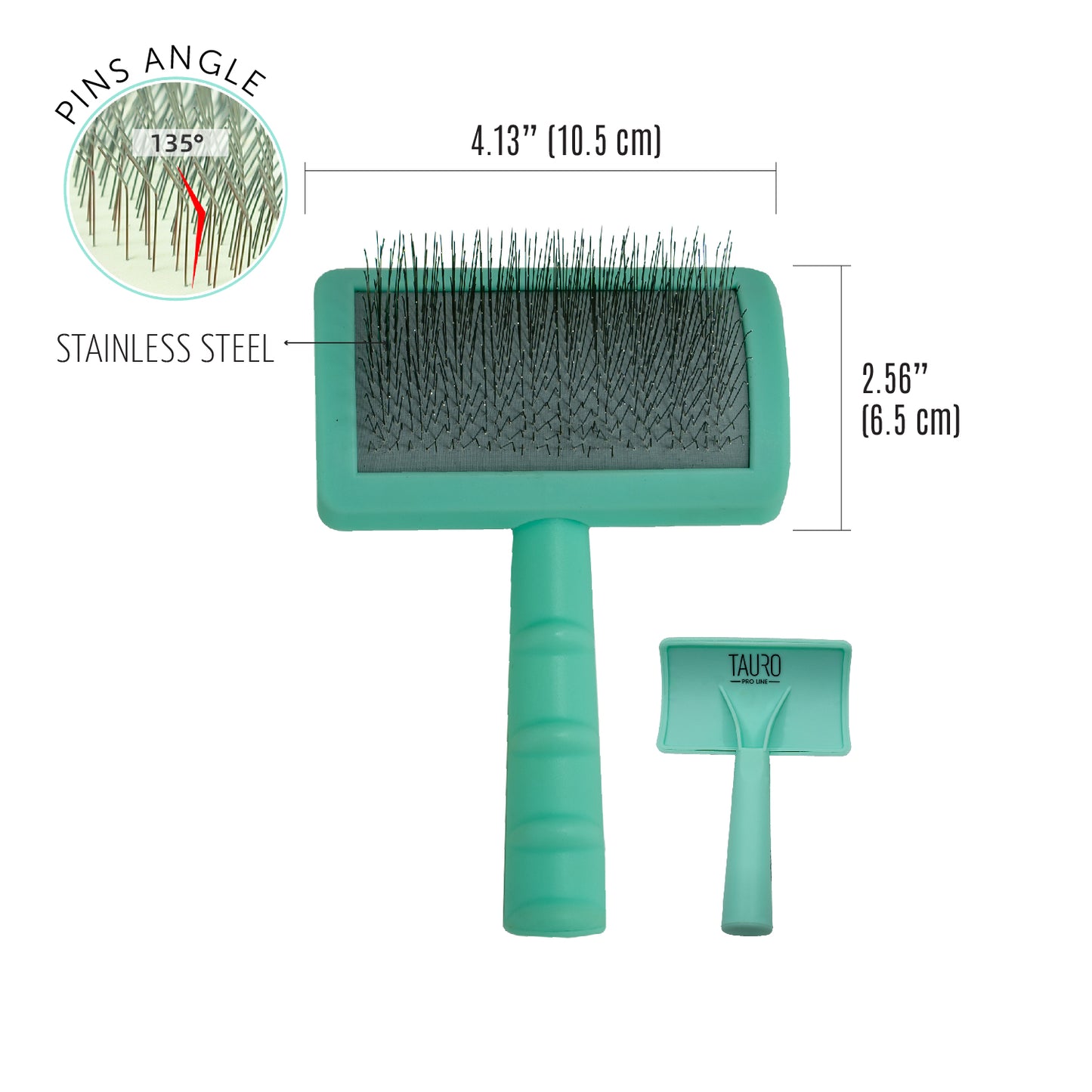 Plastic Detangling Brush with Curved Stainless Steel Pins, 0.8”