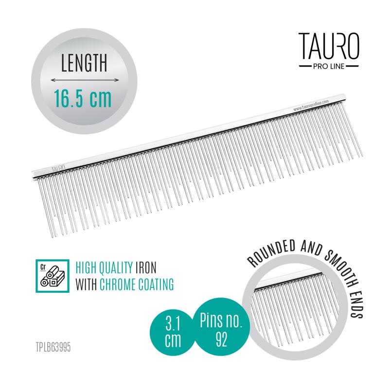 Double-Tooth Metal Grooming Comb, M, 6.5”