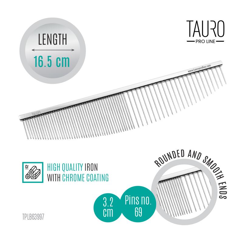 Dual-Tooth Oval Chrome Grooming Comb, 6.5”
