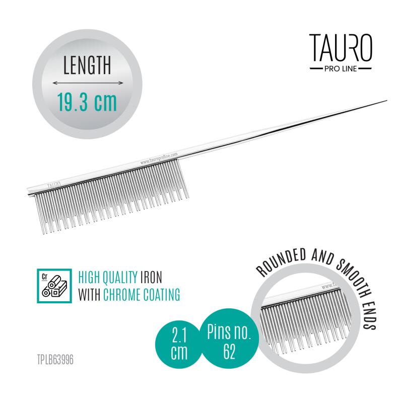 Professional Double-Tooth Pet Comb with Tail, 7.6”